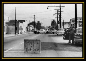 image d'un barrage policier à Watts (1965)